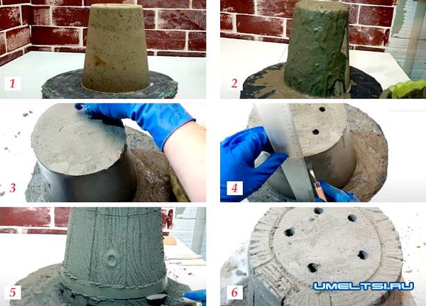 Изготовление кашпо-ведерко их цемента