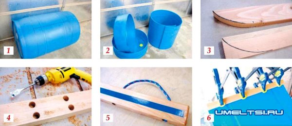 Как сделать санки из пластиковой бочки