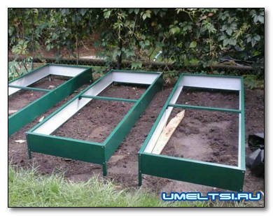 Грядки с металлическим ограждением